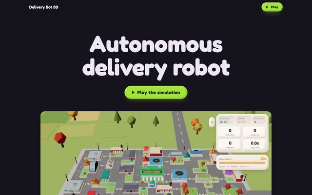 Screenshot of the Delivery Bot 3D simulation