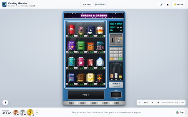 Screenshot of the Vending Machine app